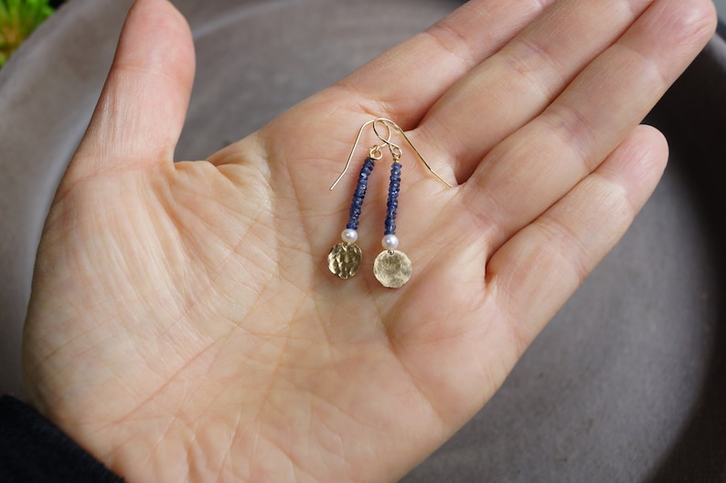 14k Solid Gold: Blue Sapphire and Pearl Bracelet, September Birthstone, Fine Jewelry Artisan, layering, Skinny, Delicate Beaded Bracelet image 10