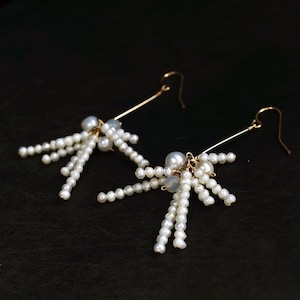 Pearl Earrings | Cluster Dangle Earrings | Long Drop Earrings | Freshwater Pearl