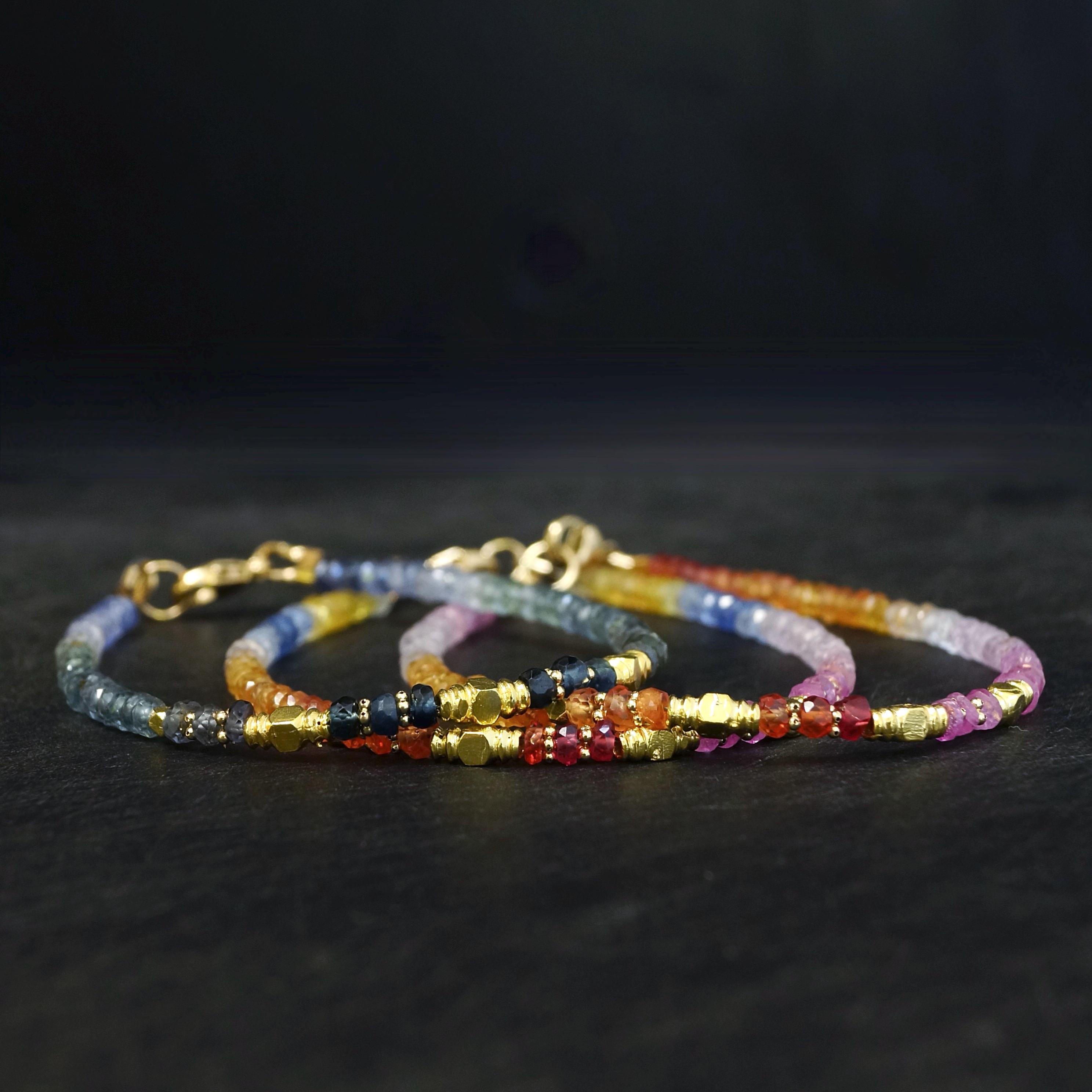 14K ルビー＆ピンクサファイア ブレスレット - Etsy 日本