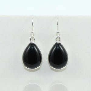Orecchini a goccia in onice nero / Gioielli fatti a mano in argento sterling 925