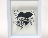 Alternative Fathers Day gift, Papercut heart, Father of the Bride, New daddy gift, handcut paper art, i love my dad, dads with tattoos