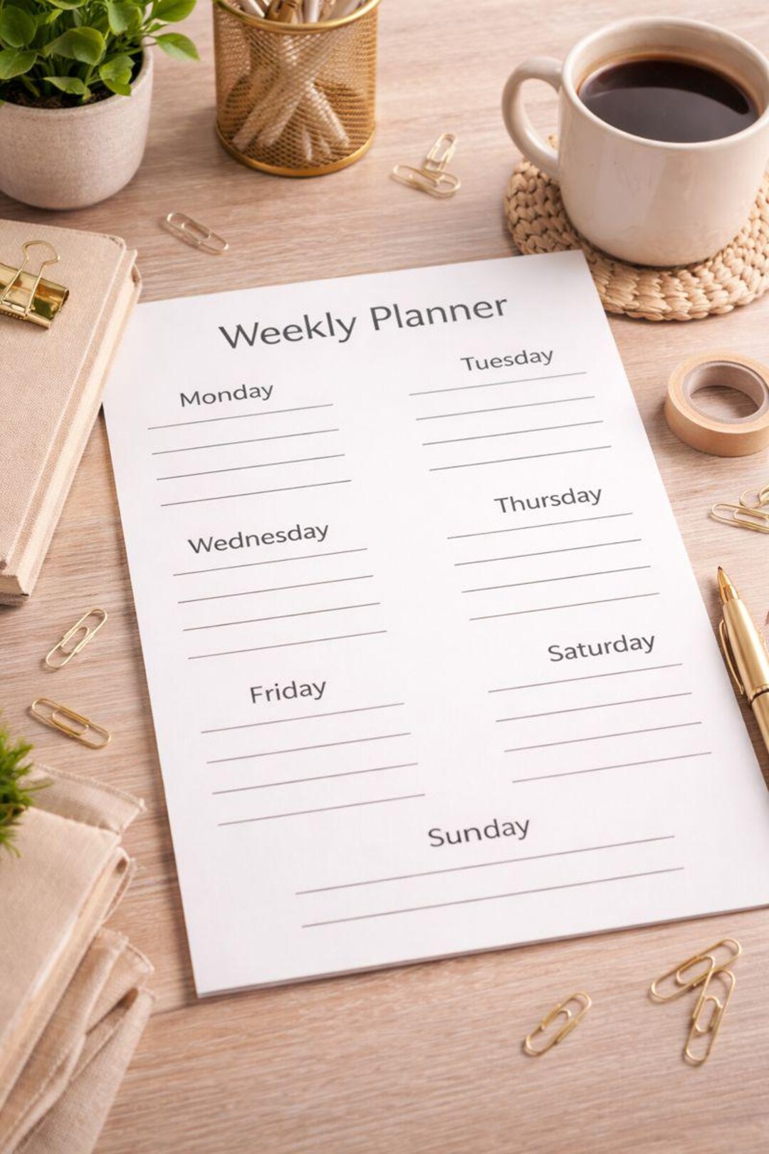 Minimal Weekly Planner Printable | Simple Week Overview | Monday to ...