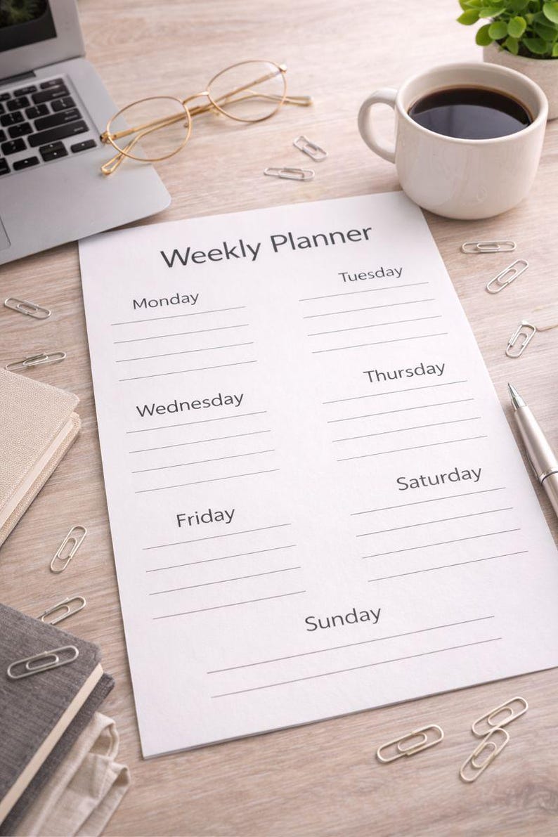 Minimal Weekly Planner Printable | Simple Week Overview | Monday to ...