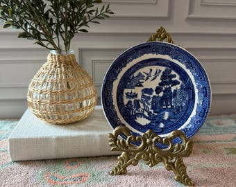 Vintage Johnson Bros Blue Willow Saucer | English Chinoiserie Transferware | Petite Display Plate