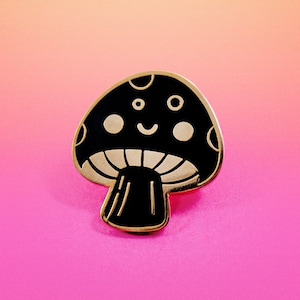 Black Mushroom Enamel Pin