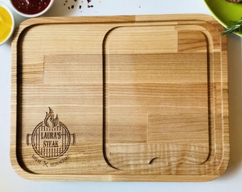 Personalized Wooden Steak Serving Board - Handcrafted BBQ Meat Platter, Handcrafted Wooden BBQ Board , Elegant Handcrafted Wooden BBQ Board