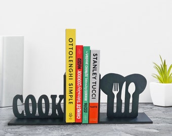 Bookends for foodies and chefs, Decorative  Unique Design Book Stopper for Gift, Book Binder and Dividers, Book End Holder for Shelves