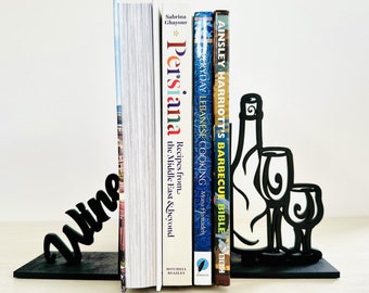 Wine  Decor Kitchen Bookends, Pub Bookends, Drink Bookend, Book Ends, Kitchen Decor Bookend,Decorative Bookends for Shelves Desk