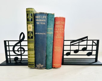 Music Note Wooden Bookend, Symphony Bookends, Book End, Book Ends, Music lovers Gift Bookend, Treble Key, Bass Key