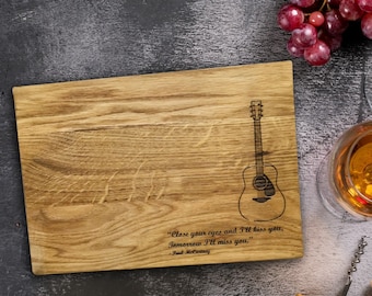 WOOD CUTTING BOARD - Guitar Oak Engraved Cutting Board, Personalized Cutting Board, Cutting Board Handmade, Kitchen Accessories, Eco Gifts