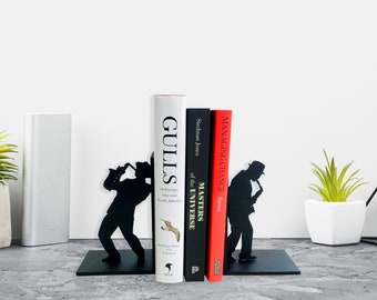 Bookends Jazz saxophonist, Musicians Gift, Jazz Musicians Bookends ,  Book Holder, Music Bookends, Decorative Bookends,Gift For Music Lovers