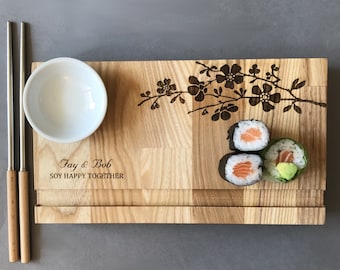 Personalised Sushi Board, Kitchen utensils gift, Wooden utensils, Wooden gift