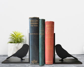 Nature Inspired SPARROW WOODEN BOOKEND - Stylish Home Library Decor, Wooden Sparrow Bookends, Rustic Home Decor Accent, Gift for Bird Lovers