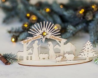 10x Wooden Nativity Manger Scene Craft Shape 3mm Ply Christmas Decoration