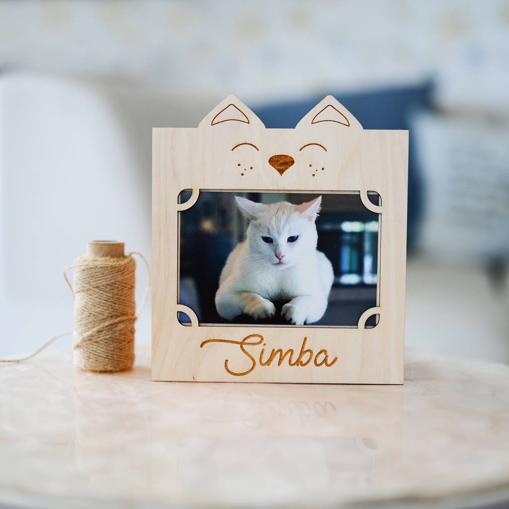 Personalised Your Cat Photo Frame Wooden Photo Frame Eco Etsy