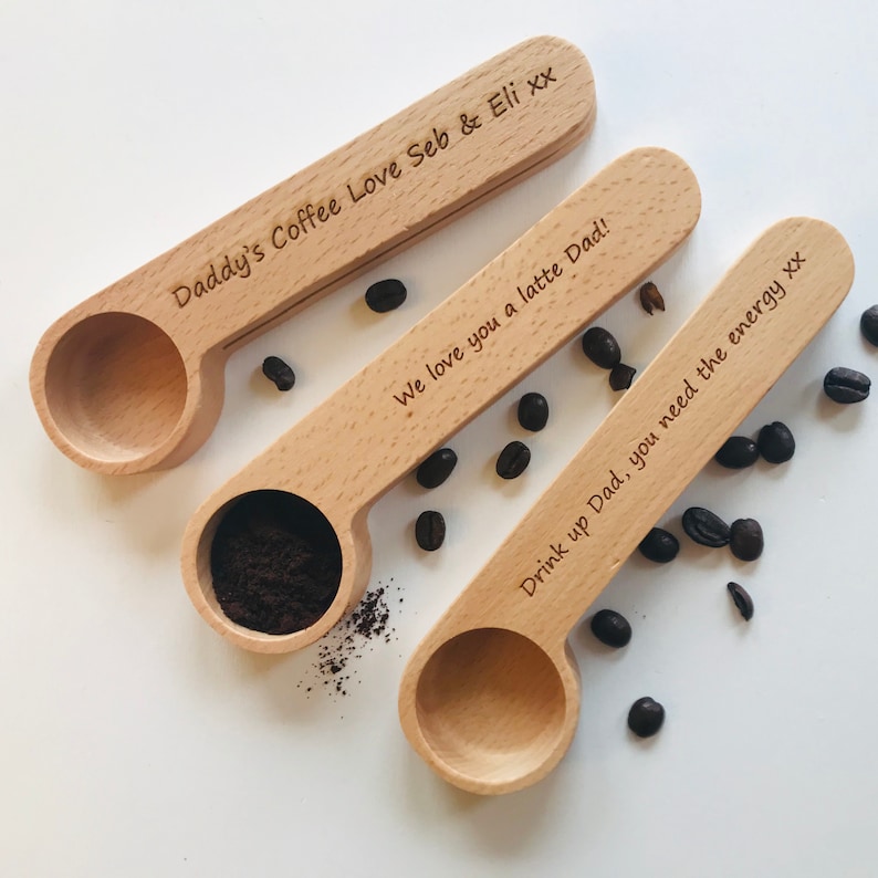 Personalised Coffee Scoop with Clip Wooden Coffee Scoop Etsy