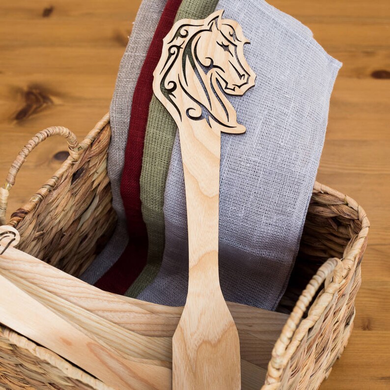 Wooden gift Wooden spatula Kitchen utensils gift Wooden utensils Kitchen tools Engraved Spatula Horse Wooden Spatula
