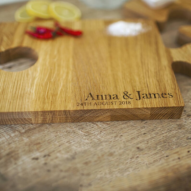 Jigsaw Puzzle Personalised Chopping Serving Oak Board Kitchen Etsy