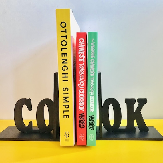 COOK Bookends Wooden Bookends Chef Bookends Kitchen Etsy UK