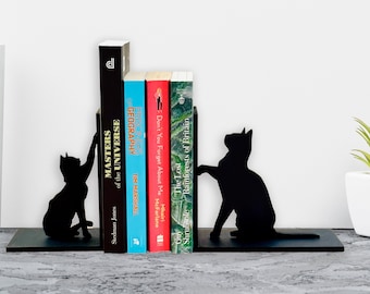 Cats Bookends, Wooden Bookends, Pet design Decor, Gift for pet lovers, Gift For Dog lovers, Pet Bookends , Dog Ornament,Cat lovers gift