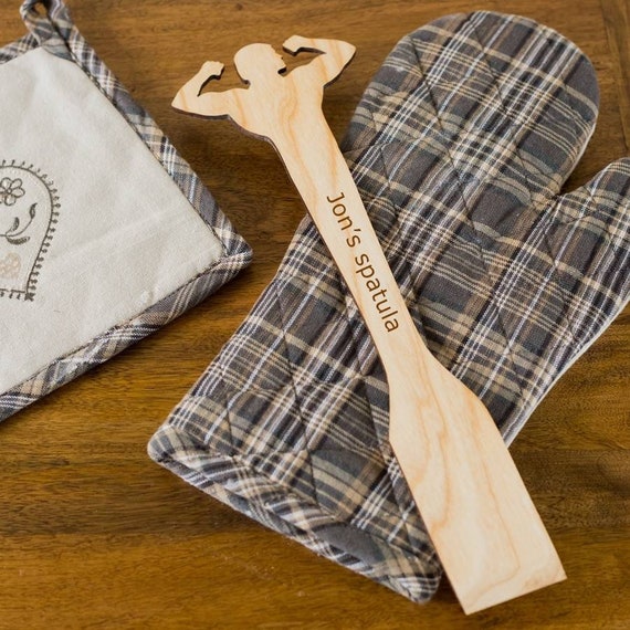 Body Builder Oak Wood Spatula Kitchen Utensils Gift Wooden 