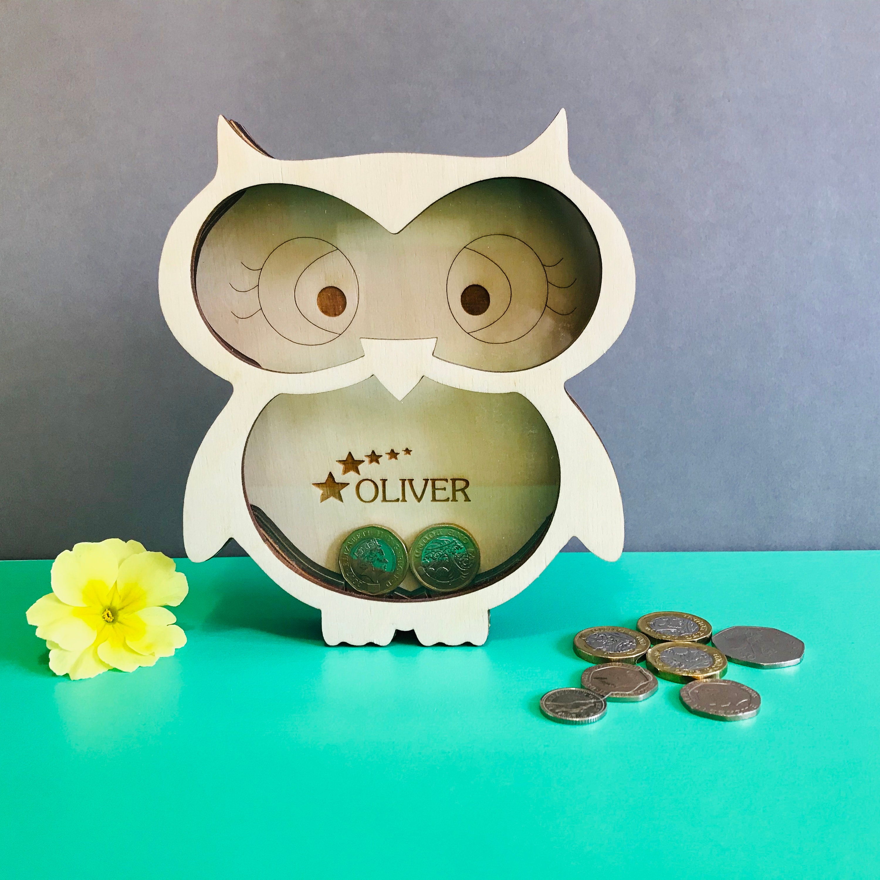 Owl Money Box Personalised Children Money Box Piggy bank Etsy