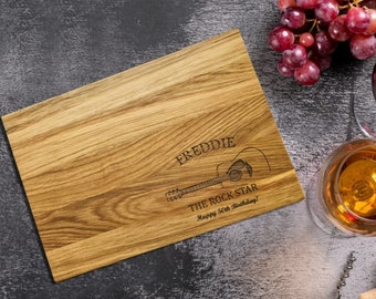Personalized GUITAR OAK CHOPPING Board - Luxury Serving Board for Music Lovers, Gift, Oak Guitar Serving Board, Music Lover's Chopping Board