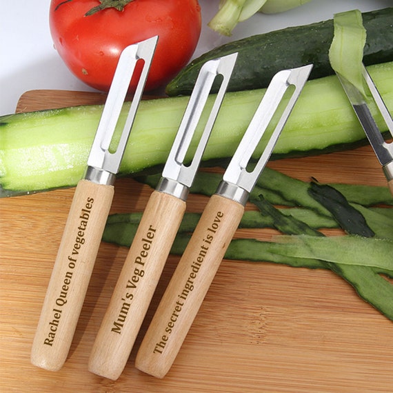 Personalised Vegetable Potato Peeler, Kitchen Tools, Mothers Day Gift,  Kitchen Utensils Gift, Wooden Utensils, Wooden Gift 