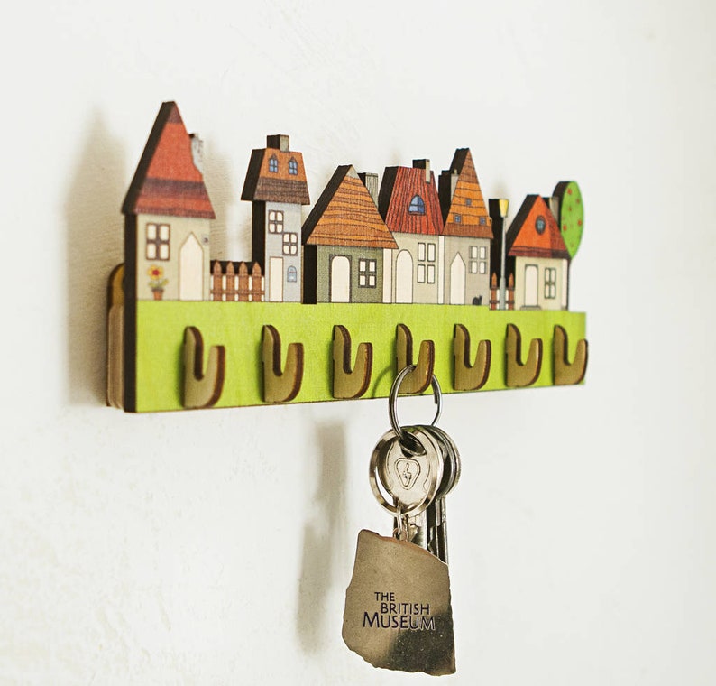 Colourful Street Keys Holder wooden key holder entryway Etsy