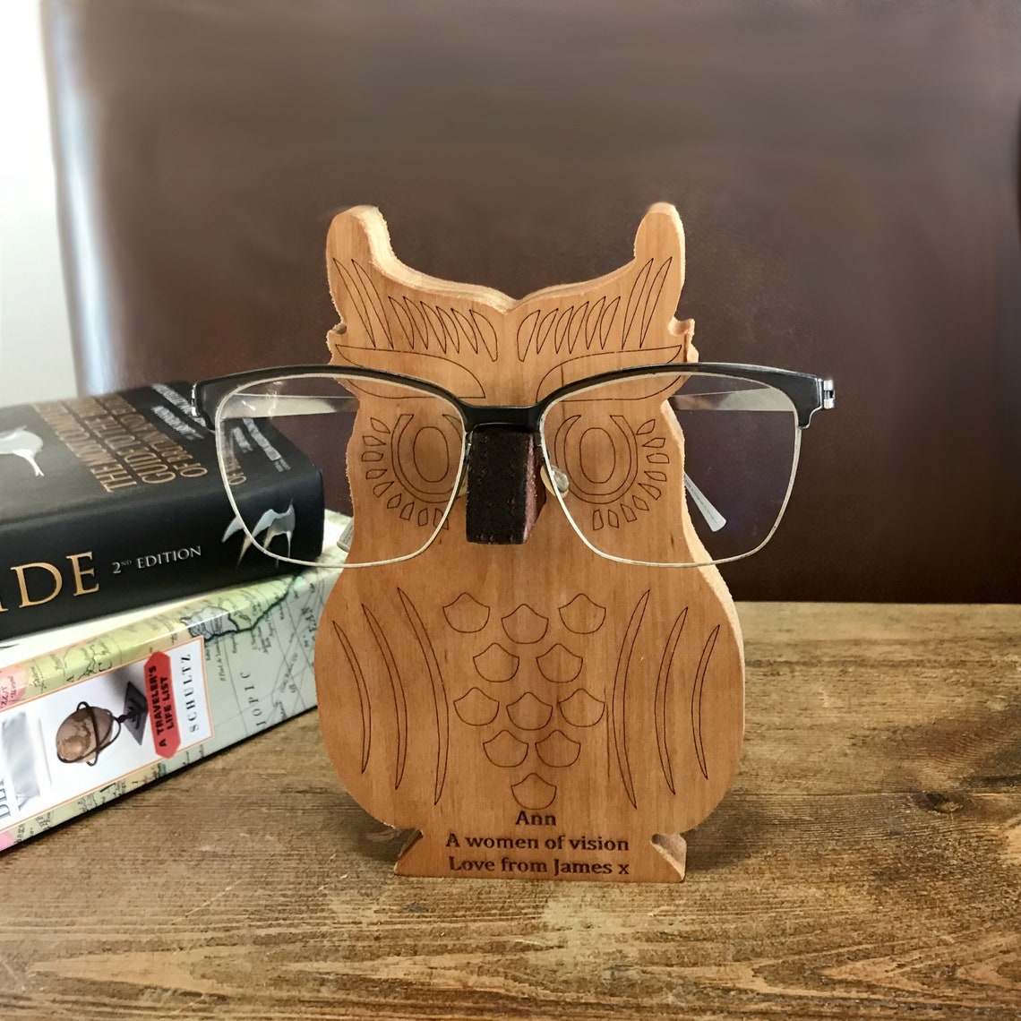 Personalised Owl Eyeglass Stand Glasses Holder Birdwatchers Etsy