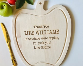 Personalised Apple Shape Board Teacher Gift, Gift For Teacher, Teaching Assistant, Personalised Gift, Teacher End Of Year Present Idea.Apple