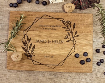 Bohemian Personalised Solid Oak Cutting Serving Board, Kitchen utensils gift, Wooden utensils, Wooden gift, Kitchen tools