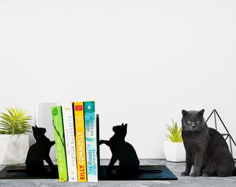 Two Black Cats Modern  Bookends, Gift for Cat lovers