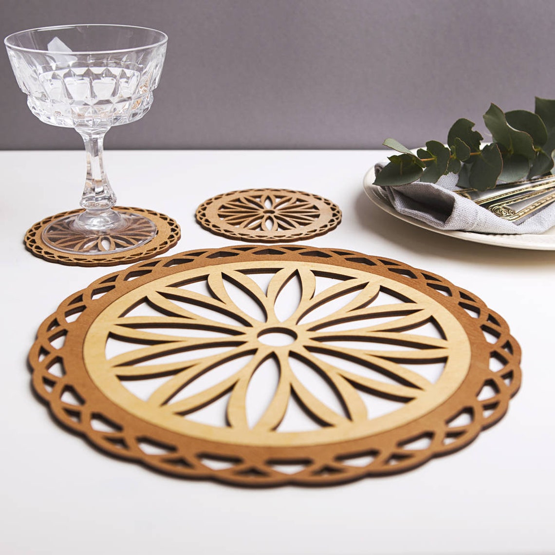 Sunshine Placemats and Coasters Kitchen Utensils Gift Wooden Etsy