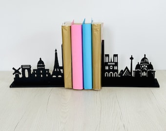 Sujetalibros con el horizonte de París, Sujetalibros únicos, Sujetalibros de diseño, Regalo para los amantes de la ciudad de París, Horizonte de París, Regalo para los amantes de Francia