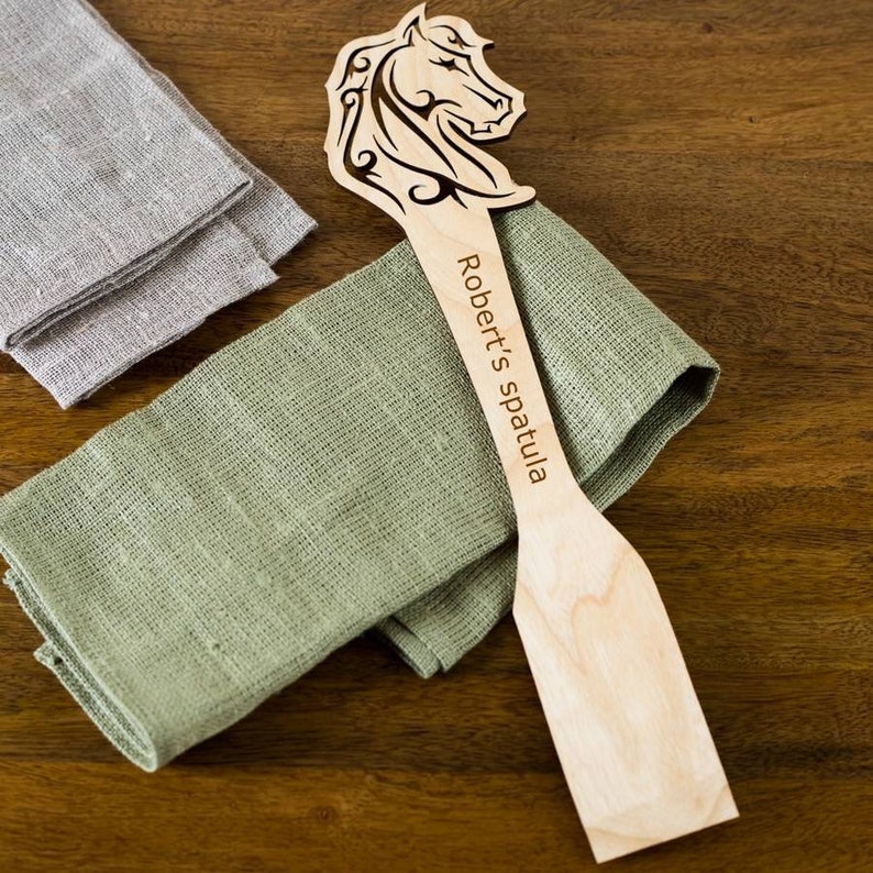 Wooden gift Wooden spatula Kitchen utensils gift Wooden utensils Kitchen tools Engraved Spatula Horse Wooden Spatula