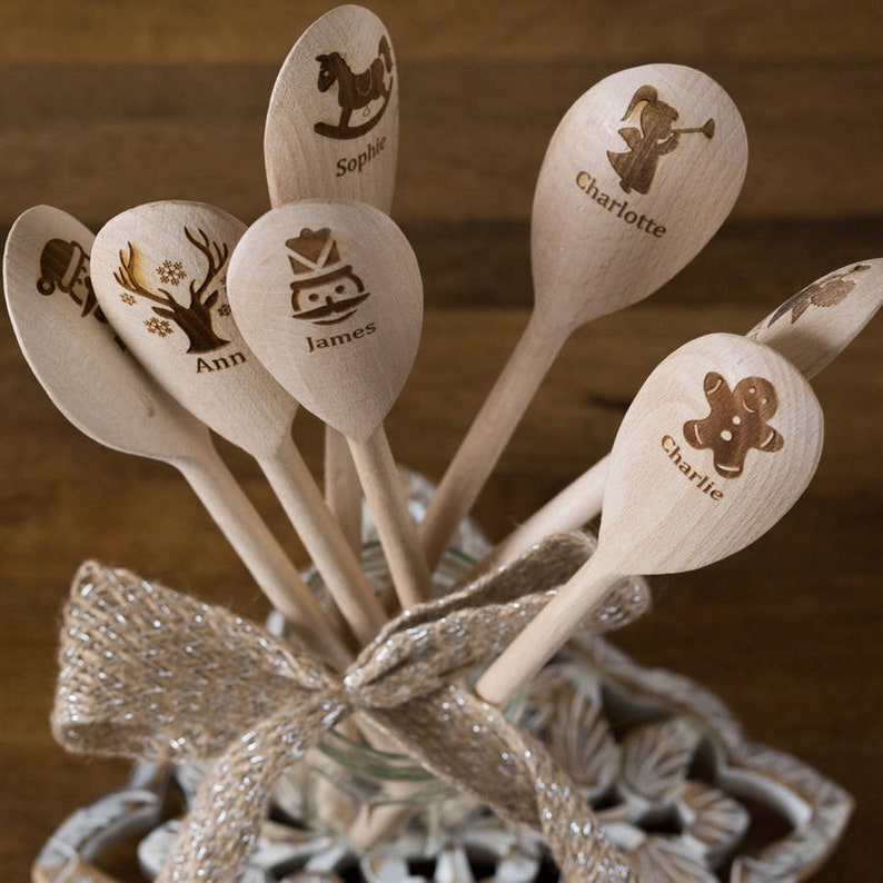 Personalised Christmas Wooden Spoons Christmas Gift Engraved Etsy