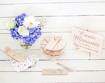 Message Tokens Guest Book, Wooden Wedding Guest Book, Wooden Guestbook, Modern Guest Book, Unique Wedding Guestbook