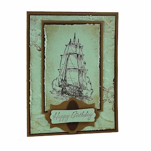 Ship Birthday Card, Homemade Cards, Masculine Birthday Card, Nautical Cards,