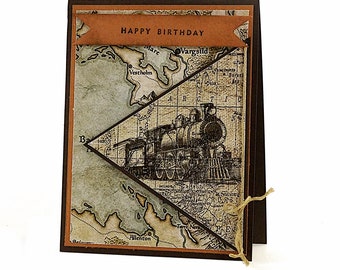 Train Birthday Card, Masculine Birthday Cards, Retirement Card For Men, Train Gifts,