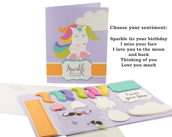 Birthday Card Making Kit, Unicorn Birthday Card, Craft Kit For Teens, DIY Card Kit, Birthday Gift,