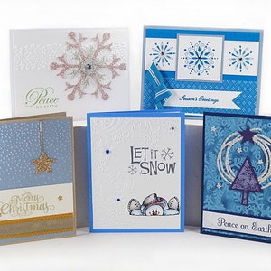 Christmas Cards Boxed Set - Handmade Holiday Cards - Blue Christmas Card Set - Assorted Greeting Cards