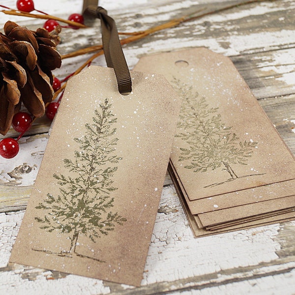 Christmas Tags Handmade, Christmas Gift Tags, Christmas Tree, Woodland Winter Tag, Holiday Gift Tag