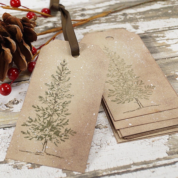 Christmas Tags Handmade, Christmas Gift Tags, Woodland Winter Tag, Holiday Gift Tag