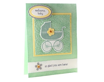 Welcome Baby Card, Hand Stamped Card, Congratulations On Baby, Newborn Gift Idea,