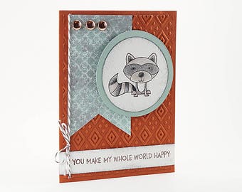 Raccoon Friendship Cards, Woodland Animal, Thinking Of You Card,