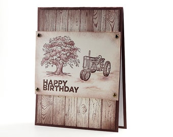 Farm Birthday Card, Country Card, Tractor Birthday Card, Happy Birthday Gift For Man Woman