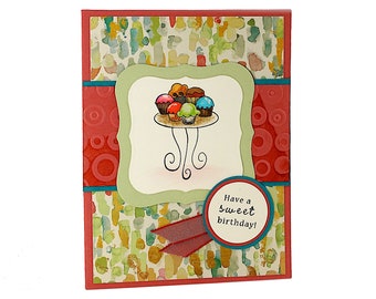 Cupcake Card, Handmade Greeting Cards, Birthday Card For Her, For Daughter, Teen