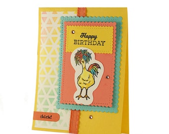 Chicken Cards, Happy Birthday Cards, Hand Made Greeting Cards, Chicken Lover,