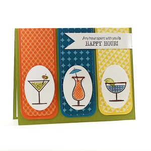 Cocktail Themed Thinking Of You Card, Friendship Card, Miss You Cards, Best Friend Handmade Cards,